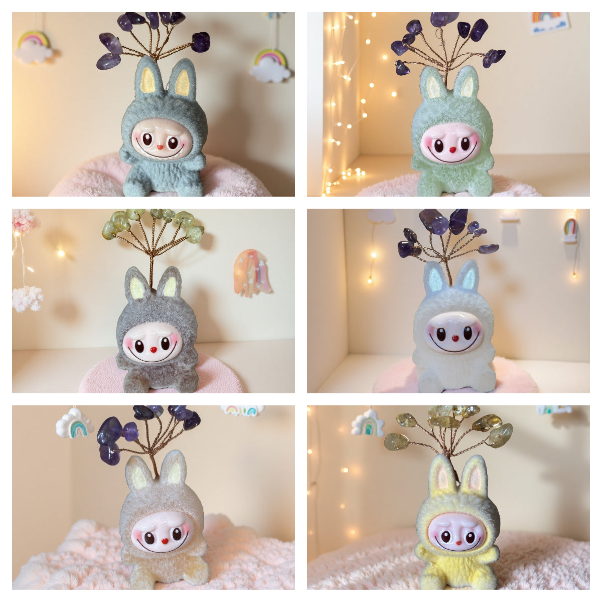 Mini Labubu-Inspired Crystal Tree Sitting Doll