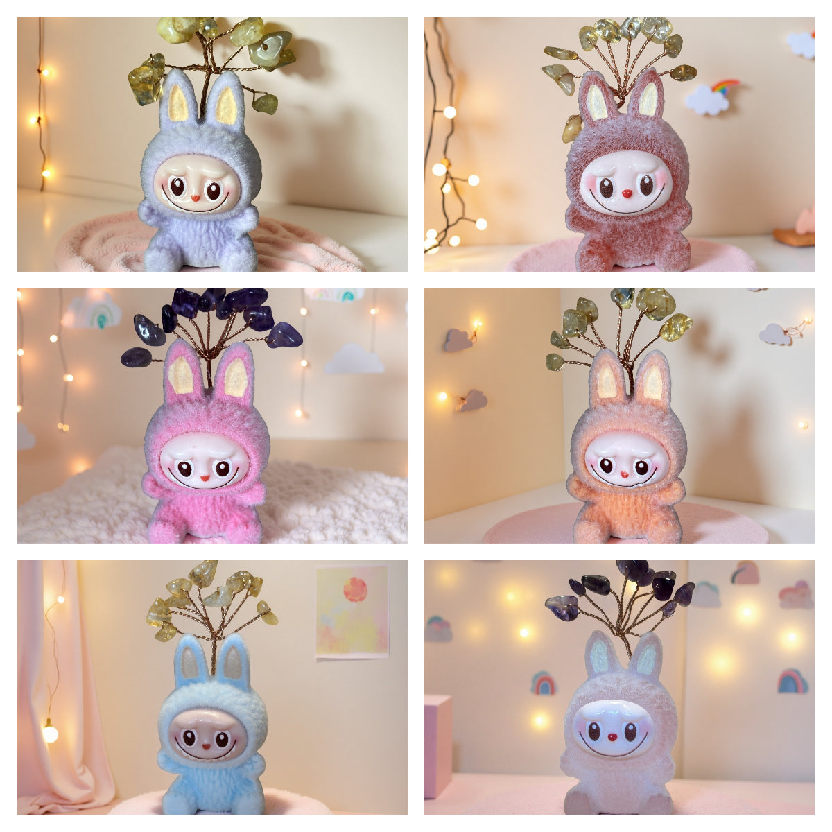 Mini Labubu-Inspired Crystal Tree Sitting Doll