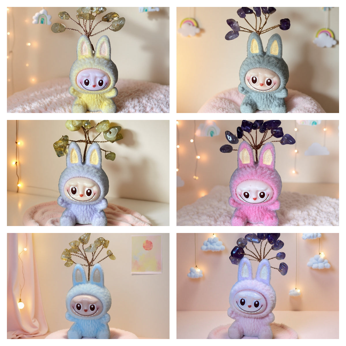 Mini Labubu-Inspired Crystal Tree Sitting Doll