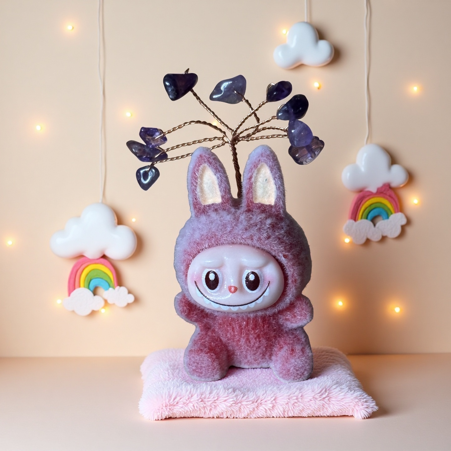 Mini Labubu-Inspired Crystal Tree Sitting Doll