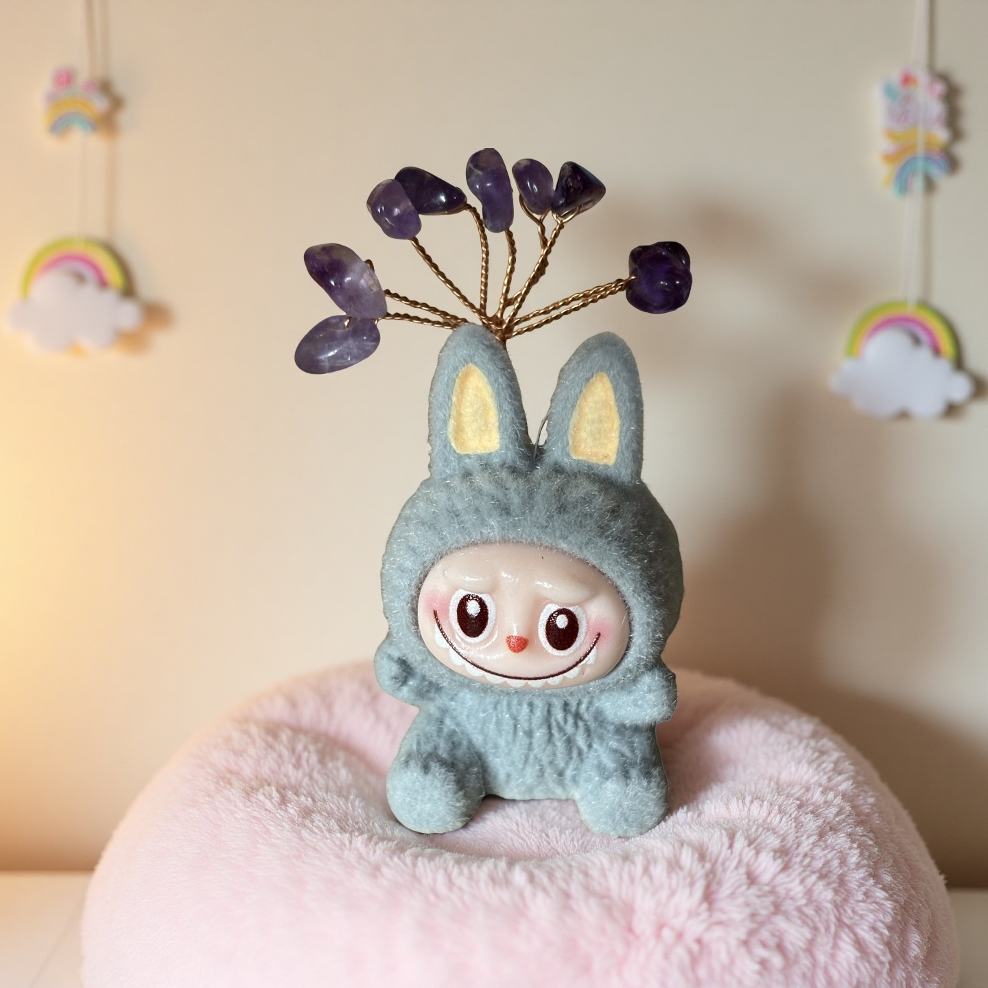 Mini Labubu-Inspired Crystal Tree Sitting Doll