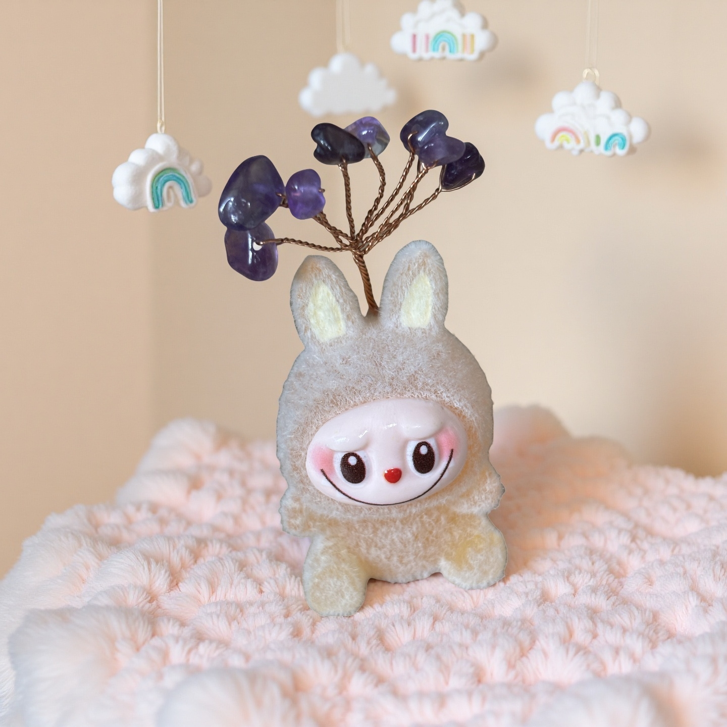 Mini Labubu-Inspired Crystal Tree Sitting Doll