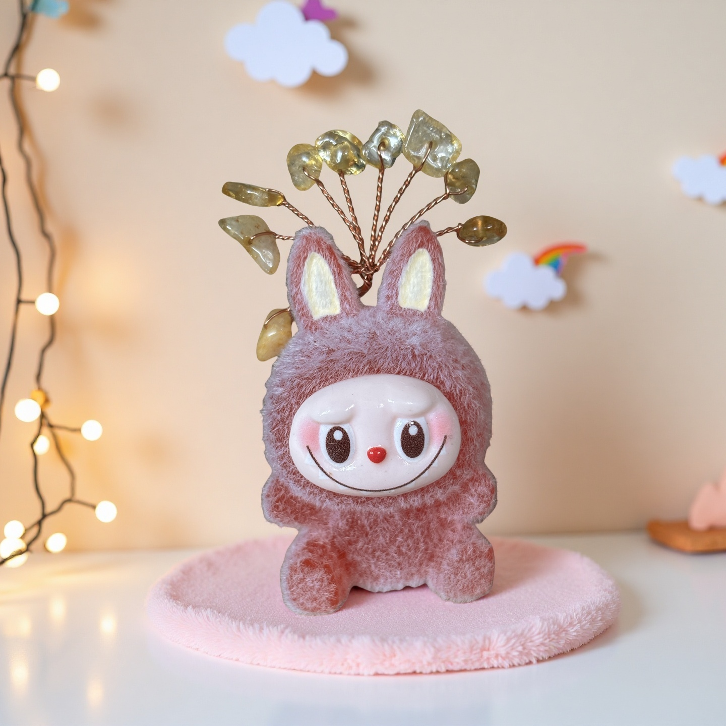 Mini Labubu-Inspired Crystal Tree Sitting Doll