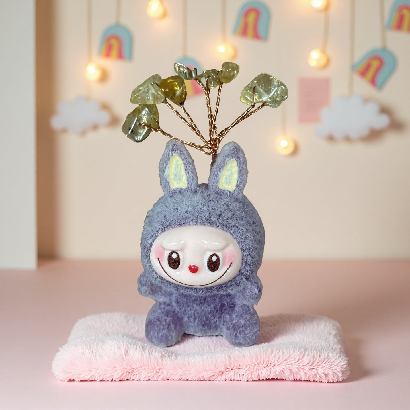 Mini Labubu-Inspired Crystal Tree Sitting Doll