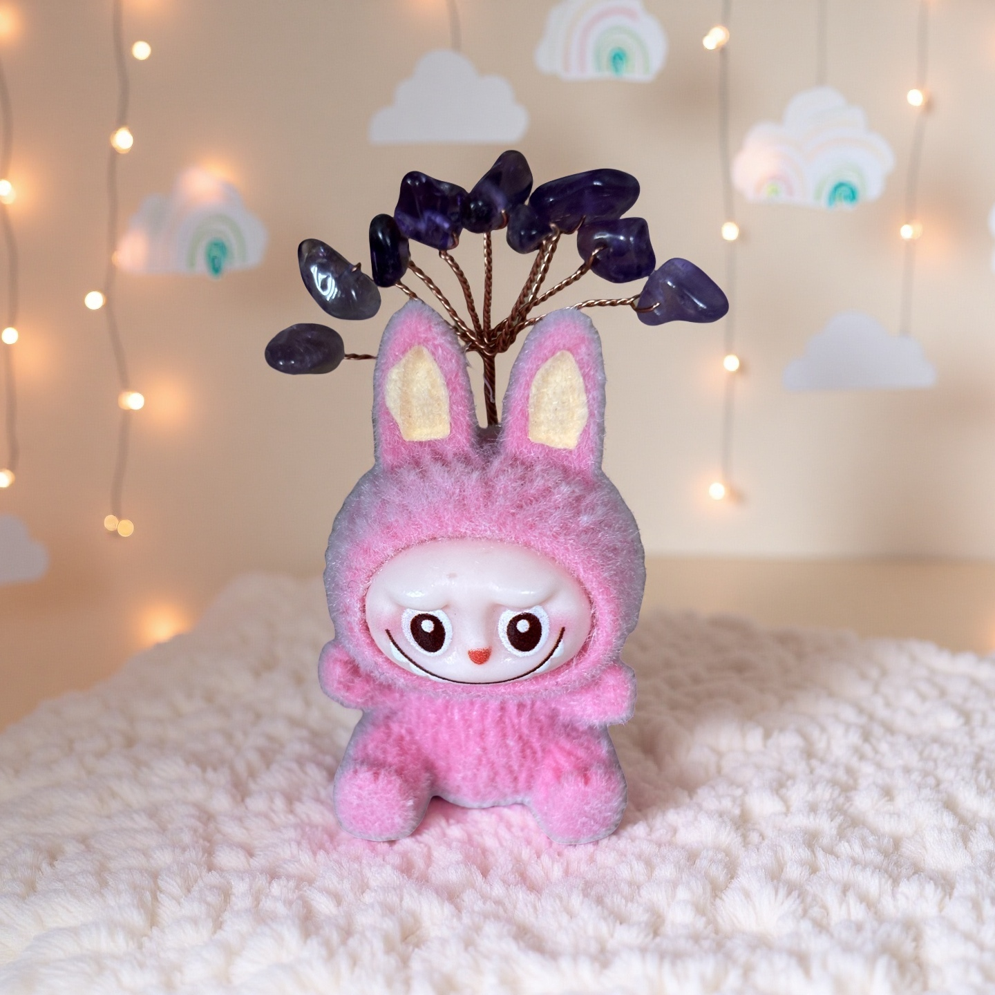 Mini Labubu-Inspired Crystal Tree Sitting Doll