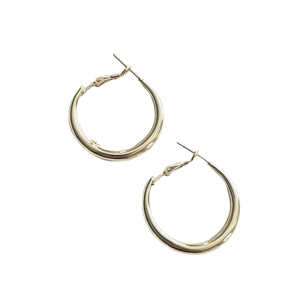 Silver & Gold Hoop Earings s925 pin