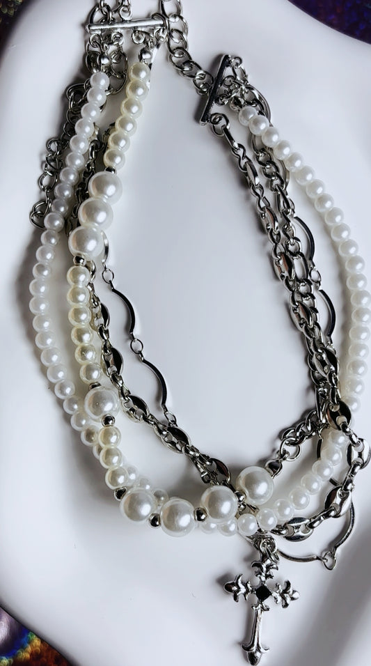 Pearl Cross Choker