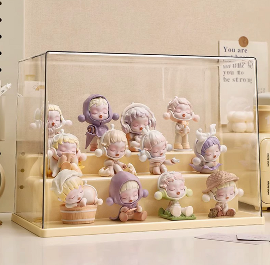Clear Display Case for Figures, Dust Proof Display Cabinet Organizer for action figures skullpanda series