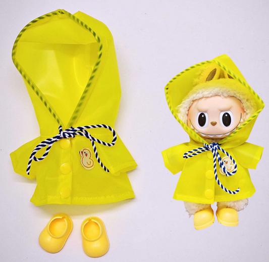 White and Yellow raincoat | Labubu outfit (No figure included)