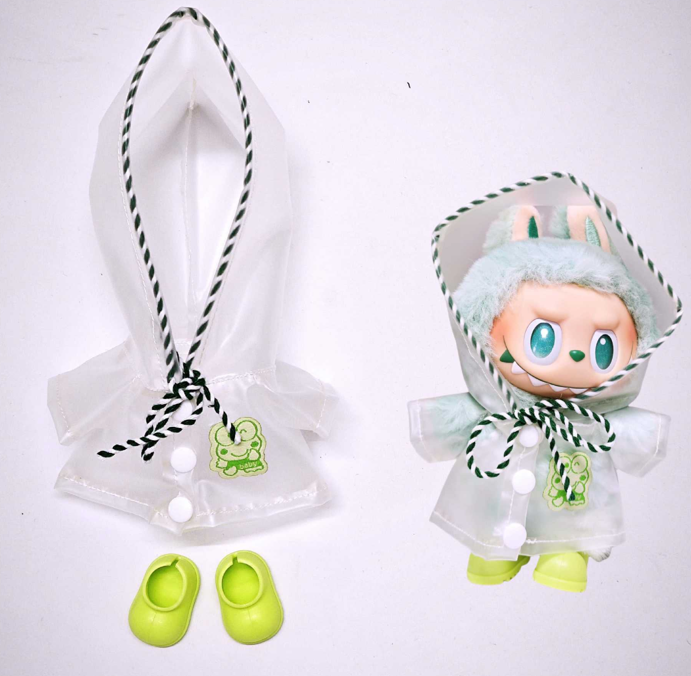 White and Yellow raincoat | Labubu outfit (No figure included)