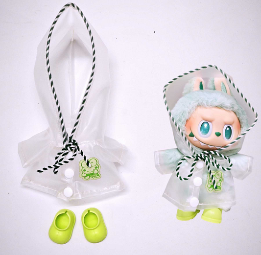 White and Yellow raincoat | Labubu outfit (No figure included)
