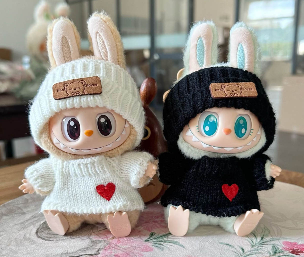 Handmade sweater black and white | labubu outfit (no figure included)