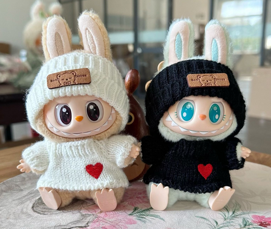 Handmade sweater black and white | labubu outfit (no figure included)