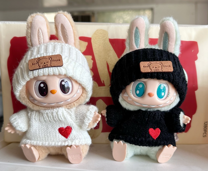 Handmade sweater black and white | labubu outfit (no figure included)