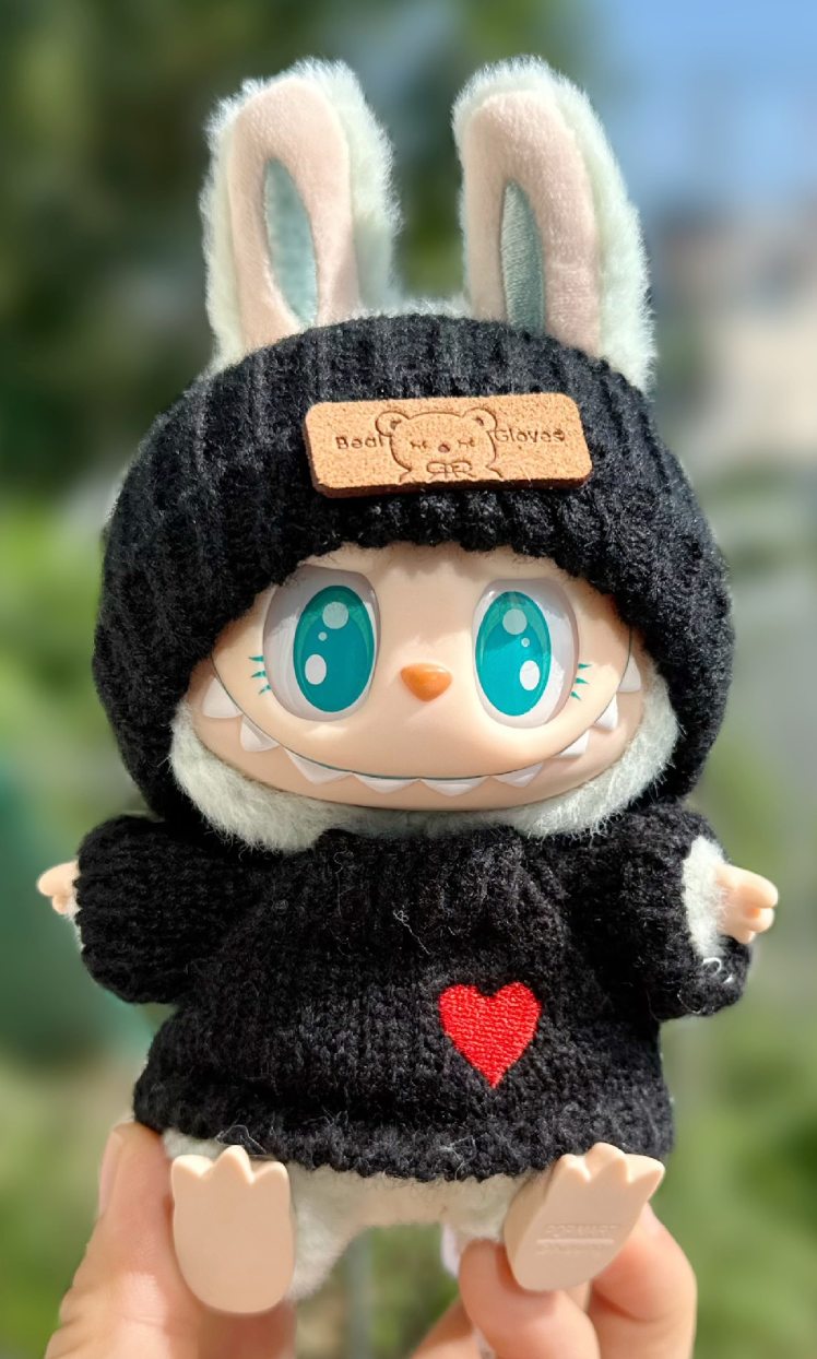 Handmade sweater black and white | labubu outfit (no figure included)