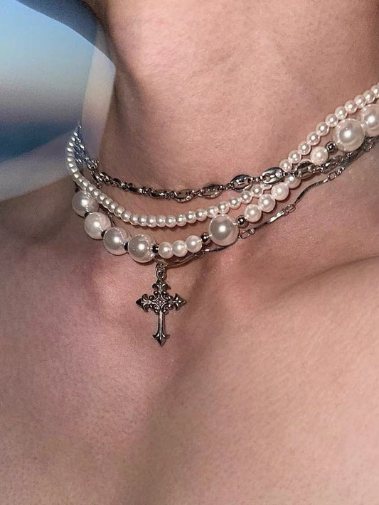 Pearl Cross Choker