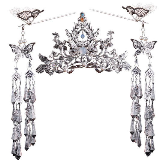 Miao Women's Silver Crown and Hairpin