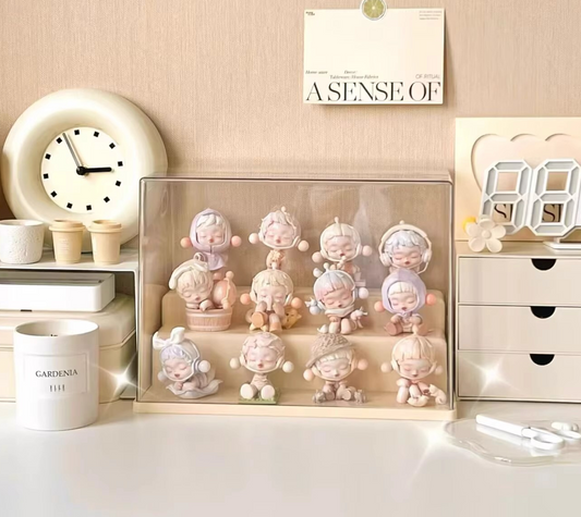 Clear Display Case for Figures, Dust Proof Display Cabinet Organizer for action figures skullpanda series